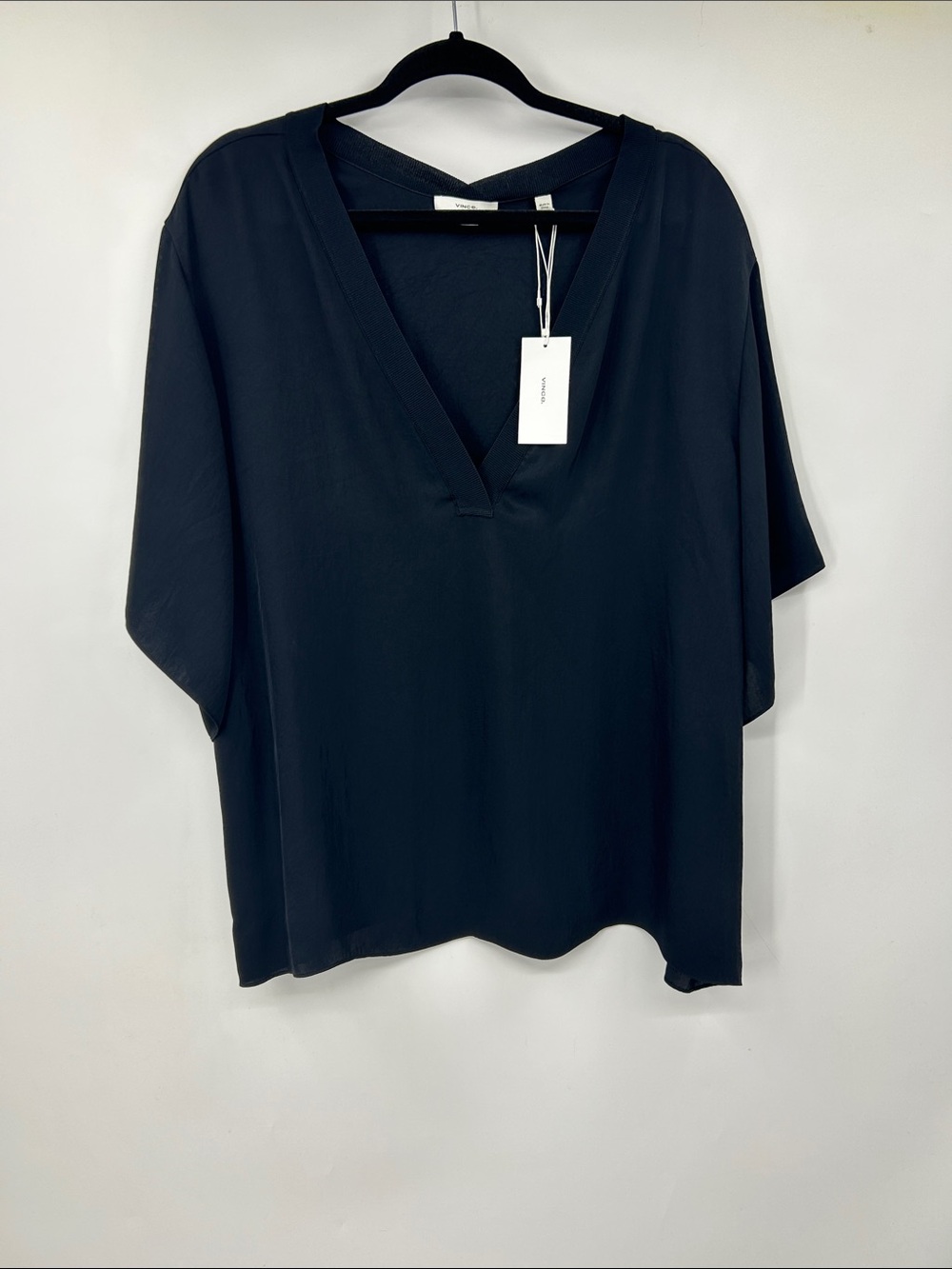 NWT Vince Black V-Neck Short Sleeve Blouse Plus Size 2X